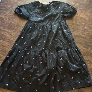 Madewell Black Dress with Pink Floral Accents
